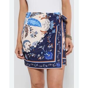 AVARA Rylee Multi Printed Wrap Mini Skirt Size Small NEW